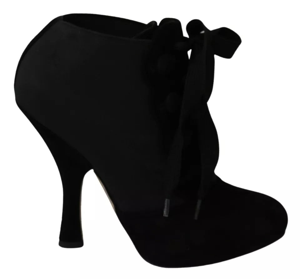 Dolce & Gabbana Black Suede Stretch Ankle Boots Booties Shoes Dolce & Gabbana