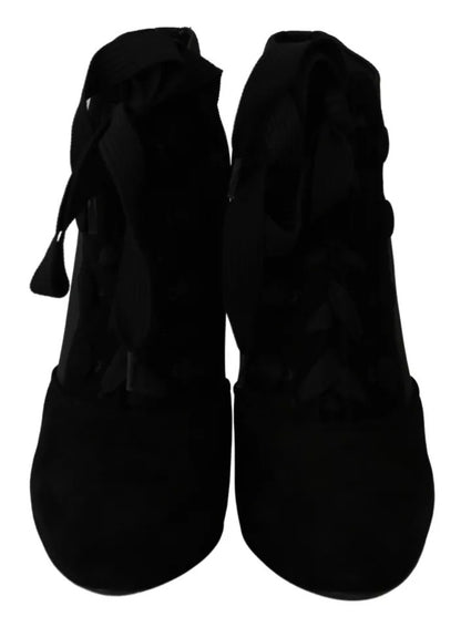 Dolce & Gabbana Black Suede Stretch Ankle Boots Booties Shoes Dolce & Gabbana