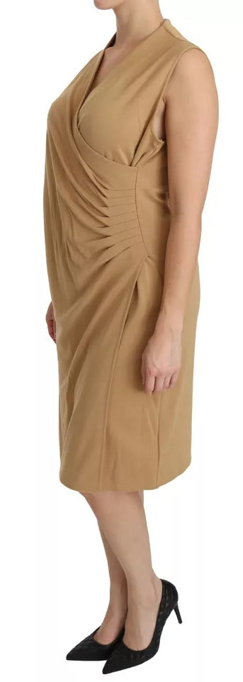 Ralph Lauren Brown V-neck Shift Knee Length Viscose Dress Ralph Lauren