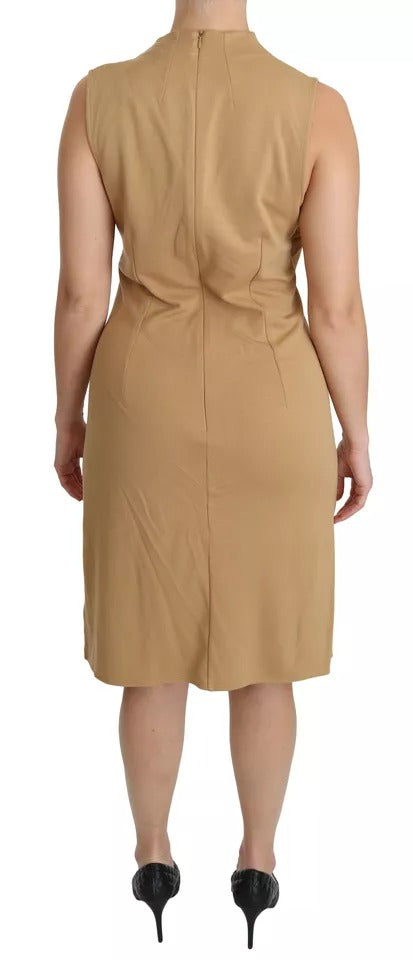 Ralph Lauren Brown V-neck Shift Knee Length Viscose Dress Ralph Lauren