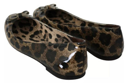 Dolce & Gabbana Brown Leopard Ballerina Flats Leather Shoes Dolce & Gabbana