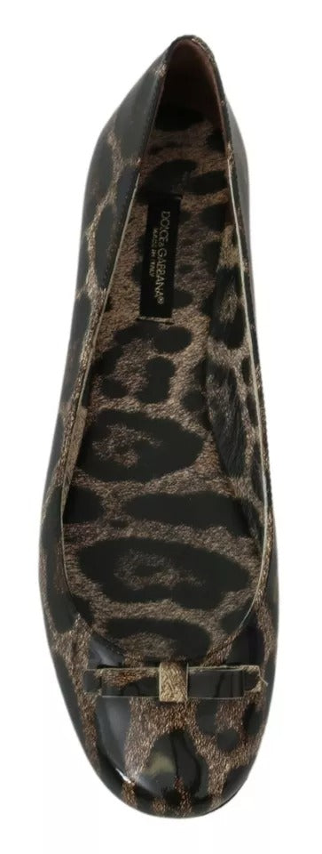 Dolce & Gabbana Brown Leopard Ballerina Flats Leather Shoes Dolce & Gabbana