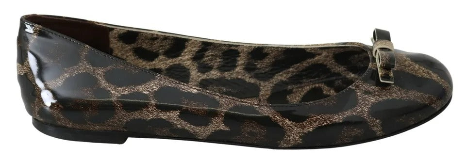 Dolce & Gabbana Brown Leopard Ballerina Flats Leather Shoes Dolce & Gabbana