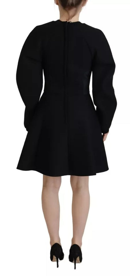 Dolce & Gabbana Black Long Sleeves A-line Mini Cotton Dress Dolce & Gabbana