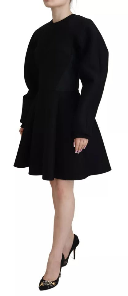 Dolce & Gabbana Black Long Sleeves A-line Mini Cotton Dress Dolce & Gabbana