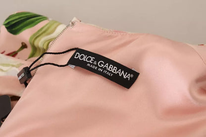 Dolce & Gabbana Pink Lily Viscose Sheath Knee Length Dress Dolce & Gabbana