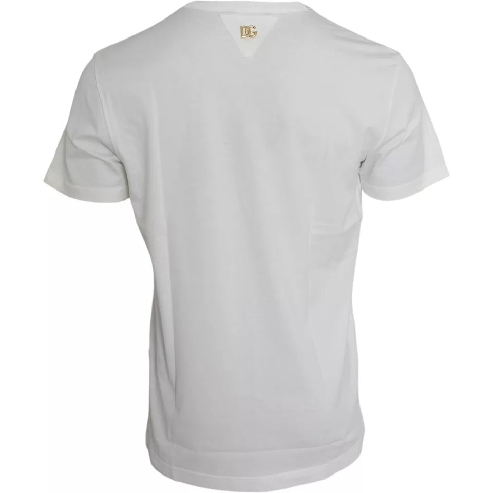 Dolce & Gabbana White Logo Floral Cotton Crew Neck T-shirt Dolce & Gabbana