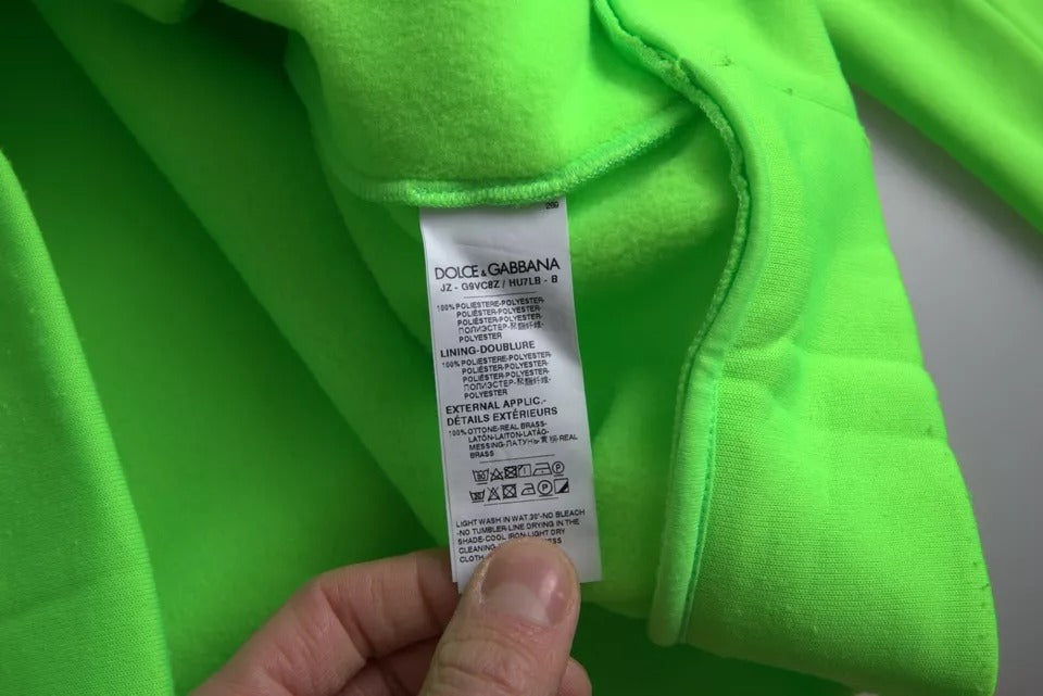 Dolce & Gabbana Neon Green Logo Pullover Hooded Sweatshirt Sweater Dolce & Gabbana