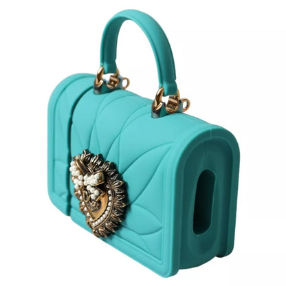 Dolce & Gabbana Turquoise Silicone Devotion Heart Cover Hand Bag Airpods Case Dolce & Gabbana