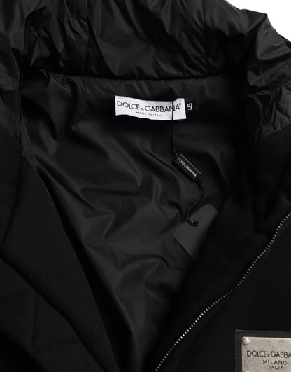 Dolce & Gabbana Black Cotton Hooded Logo Bomber Men Jacket Dolce & Gabbana