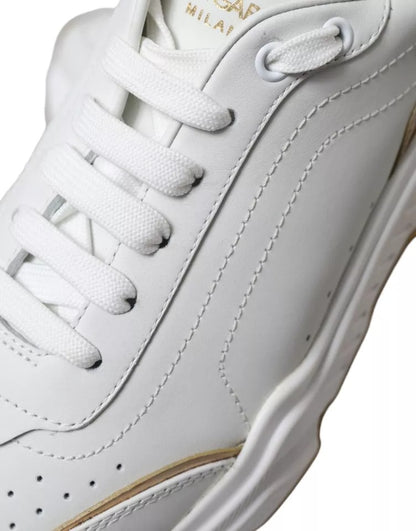 Dolce & Gabbana White Gold Leather Men Sneakers DAYMASTER Shoes Dolce & Gabbana