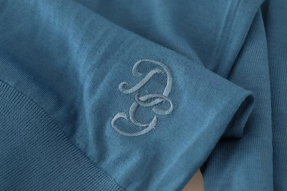 Dolce & Gabbana Blue Cashmere Crewneck Pullover Logo Sweater Dolce & Gabbana