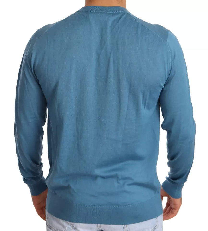 Dolce & Gabbana Blue Cashmere Crewneck Pullover Logo Sweater Dolce & Gabbana