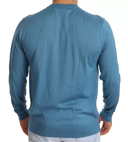 Dolce & Gabbana Blue Cashmere Crewneck Pullover Logo Sweater Dolce & Gabbana