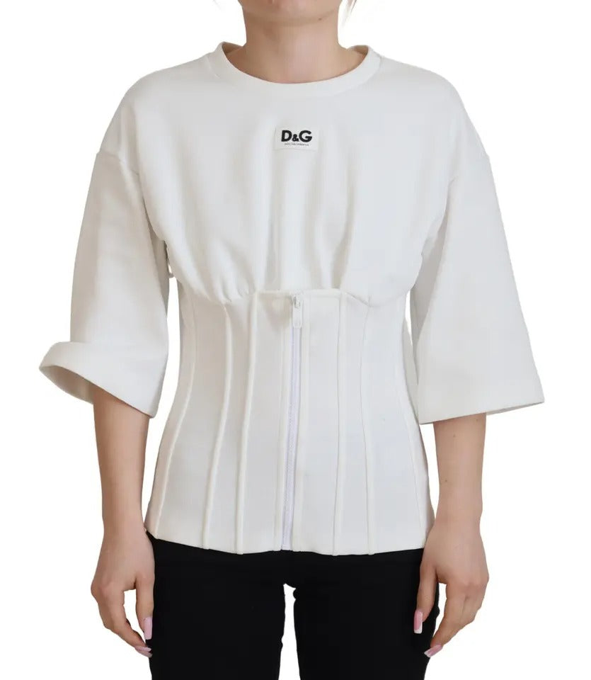 Dolce & Gabbana White Corset Stretch Top Cotton T-shirt Dolce & Gabbana