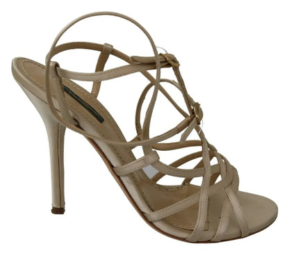 Dolce & Gabbana Gold Silk Ankle Strap Heels Sandals Shoes Dolce & Gabbana