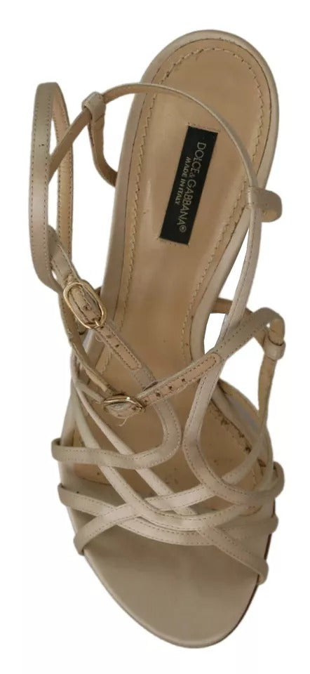 Dolce & Gabbana Gold Silk Ankle Strap Heels Sandals Shoes Dolce & Gabbana