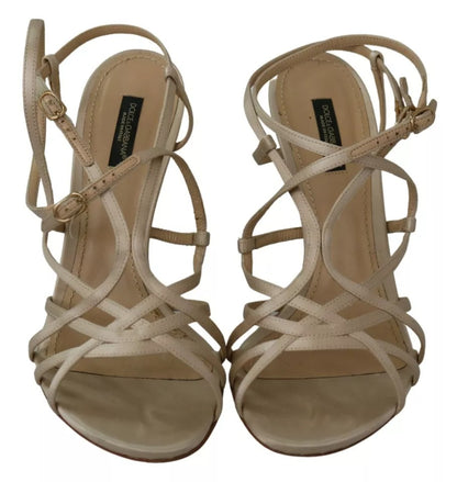 Dolce & Gabbana Gold Silk Ankle Strap Heels Sandals Shoes Dolce & Gabbana