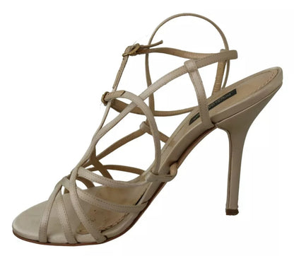 Dolce & Gabbana Gold Silk Ankle Strap Heels Sandals Shoes Dolce & Gabbana