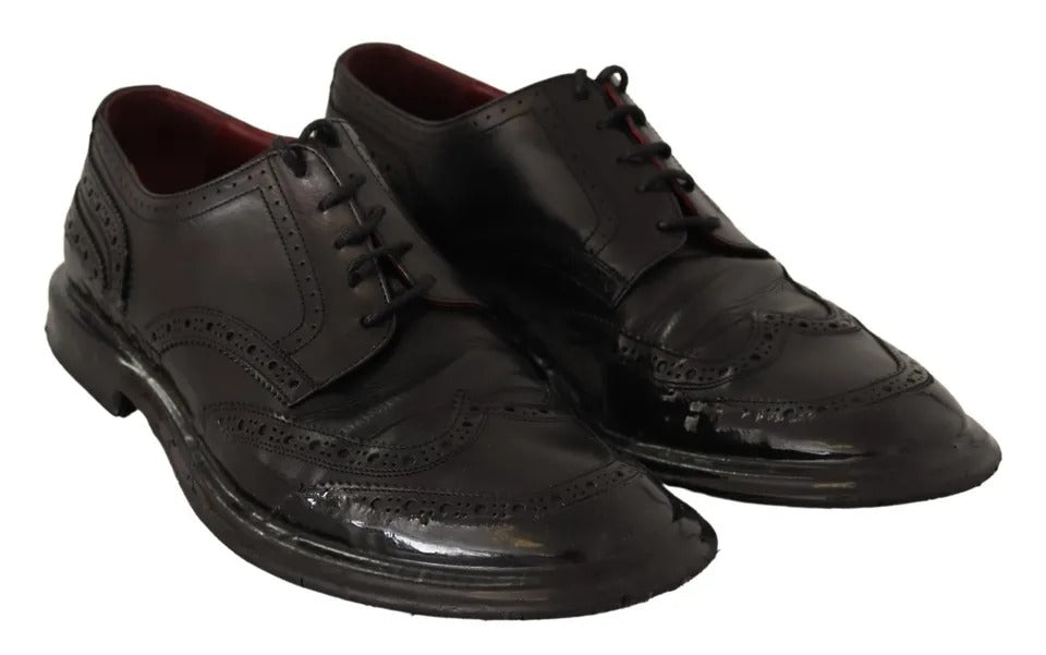 Dolce & Gabbana Black Leather Brogue Oxford Dress Shoes Dolce & Gabbana