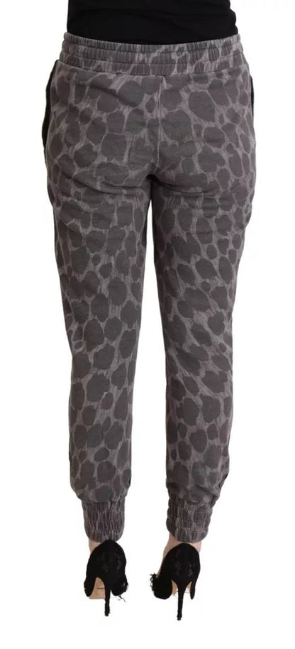 Dolce & Gabbana Gray Leopard Print Sweatpants Jogger Pants Dolce & Gabbana