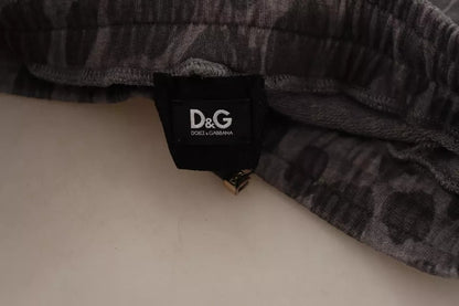 Dolce & Gabbana Gray Leopard Print Sweatpants Jogger Pants Dolce & Gabbana