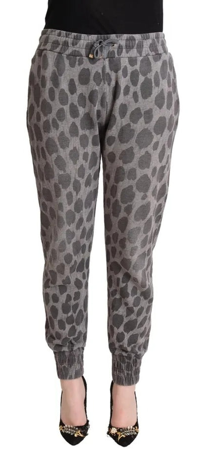 Dolce & Gabbana Gray Leopard Print Sweatpants Jogger Pants Dolce & Gabbana