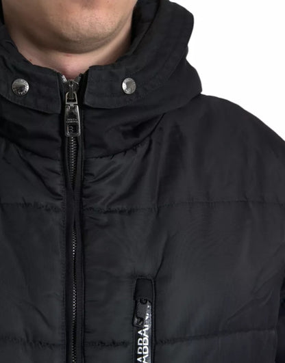 Dolce & Gabbana Black Nylon Hooded Parka Coat Winter Jacket Dolce & Gabbana