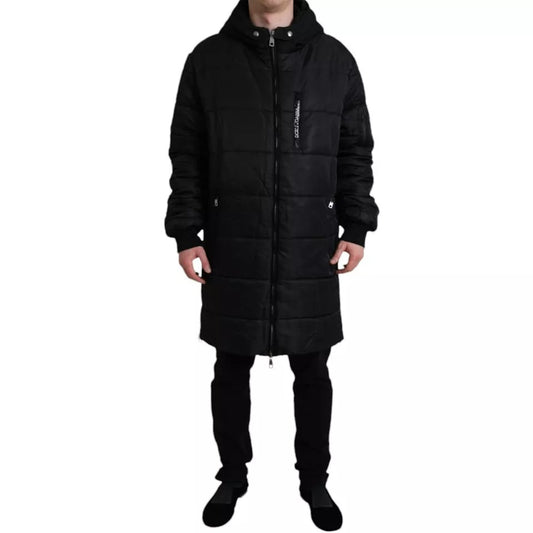 Dolce & Gabbana Black Nylon Hooded Parka Coat Winter Jacket Dolce & Gabbana