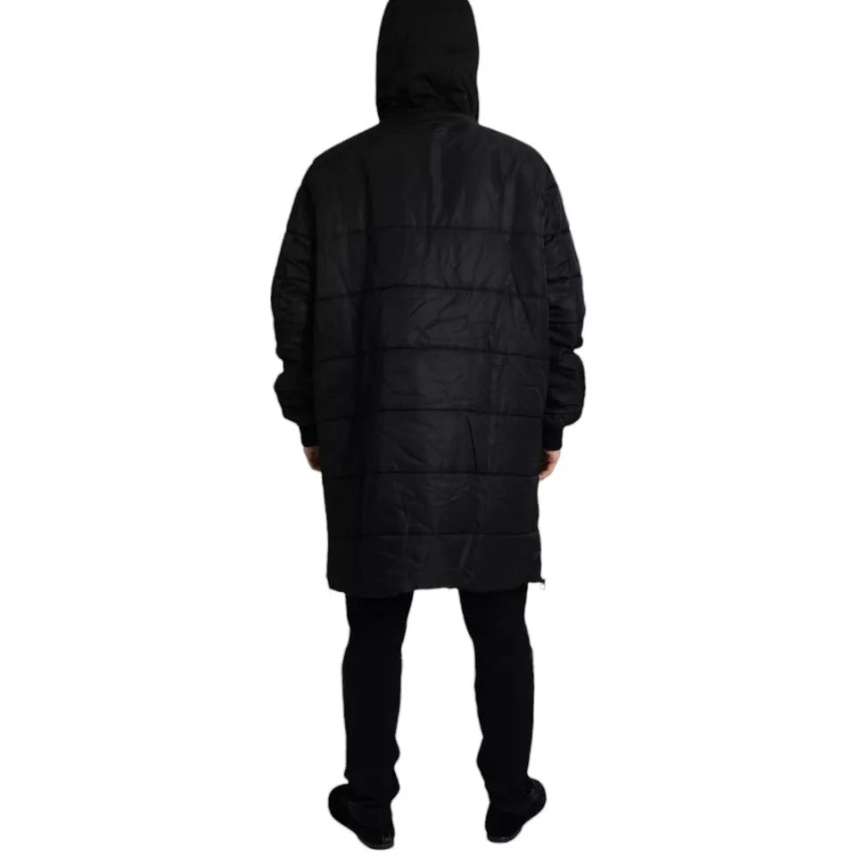 Dolce & Gabbana Black Nylon Hooded Parka Coat Winter Jacket Dolce & Gabbana