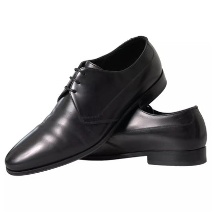 Dolce & Gabbana Black Leather Derby Formal Dress Men Shoes Dolce & Gabbana