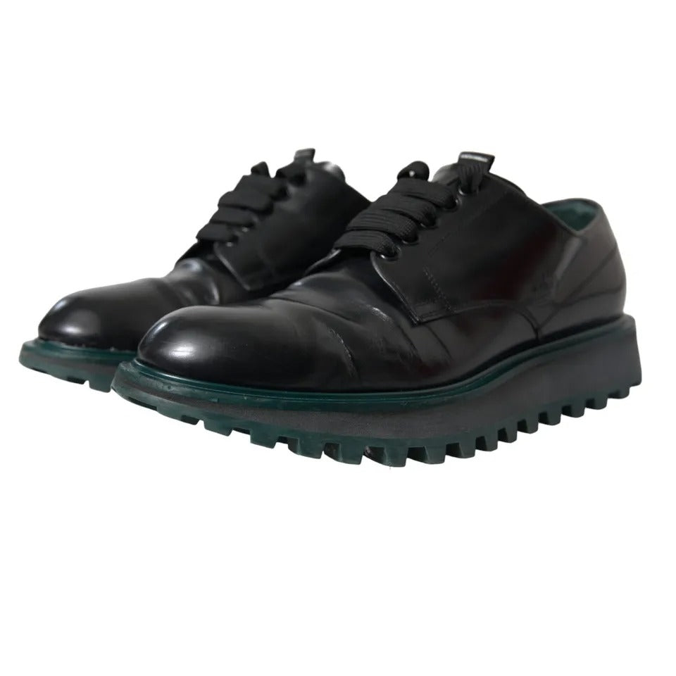 Dolce & Gabbana Black Leather Derby Formal Dress Shoes Dolce & Gabbana