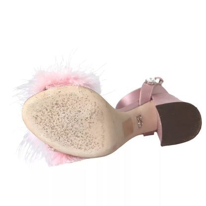 Dolce & Gabbana Pink Turkey Feather Crystal Sandals Shoes Dolce & Gabbana