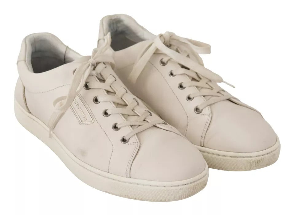 Dolce & Gabbana White Casual Leather Logo Men Sneakers Shoes Dolce & Gabbana