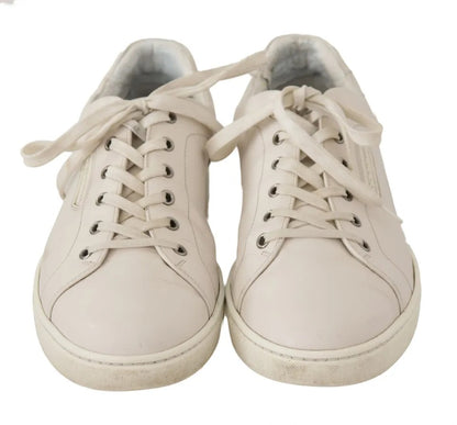 Dolce & Gabbana White Casual Leather Logo Men Sneakers Shoes Dolce & Gabbana