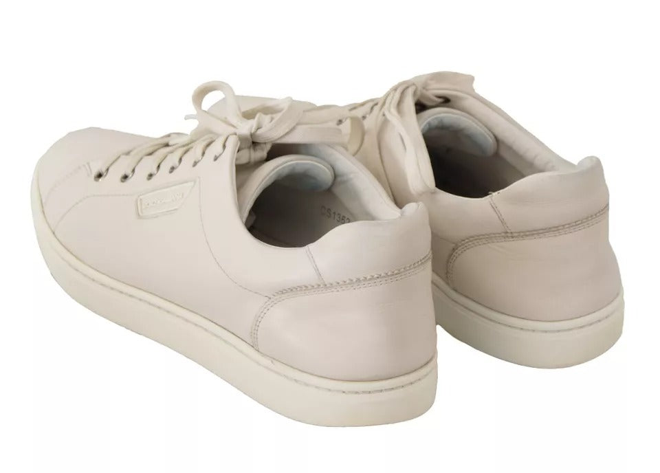 Dolce & Gabbana White Casual Leather Logo Men Sneakers Shoes Dolce & Gabbana