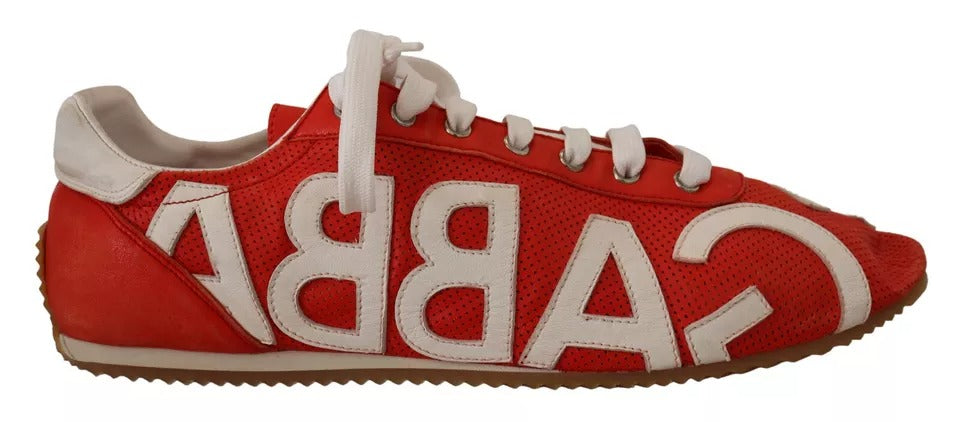 Dolce & Gabbana Red White Leather Mens Logo Casual Sneakers Shoes Dolce & Gabbana