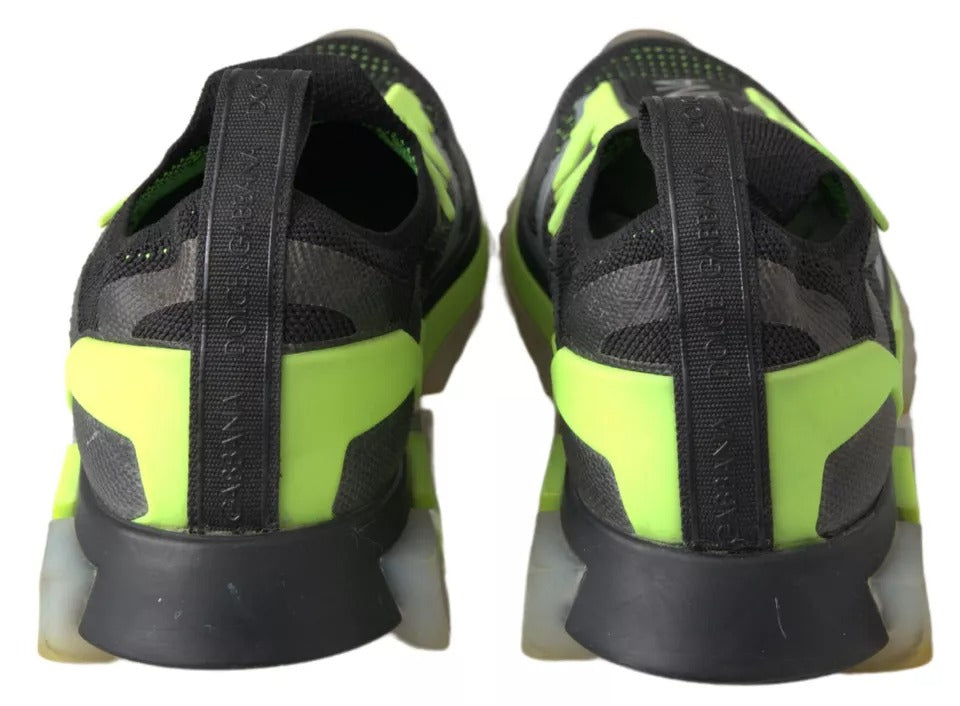 Dolce & Gabbana Black Yellow SORRENTO Sport Stretch Sneakers Shoes Dolce & Gabbana