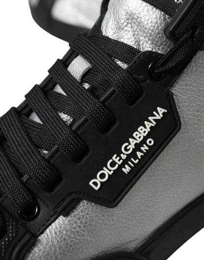 Dolce & Gabbana Black Silver Logo Mid Top Men Sneakers Shoes Dolce & Gabbana