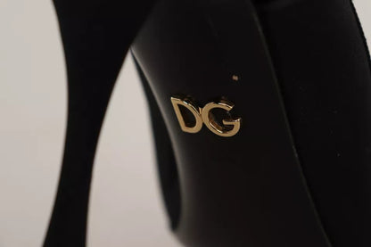 Dolce & Gabbana Black Embellished Heels Slingback Charmeuse Shoes Dolce & Gabbana