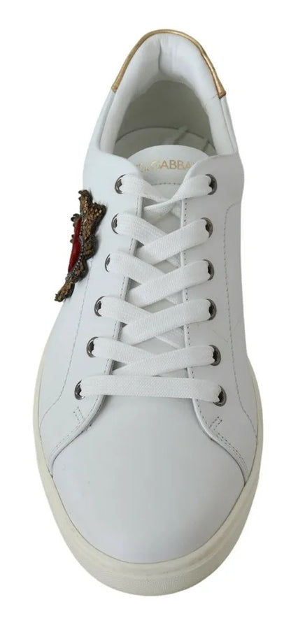 Dolce & Gabbana White Leather Heart Low Top Sneakers Men Shoes Dolce & Gabbana