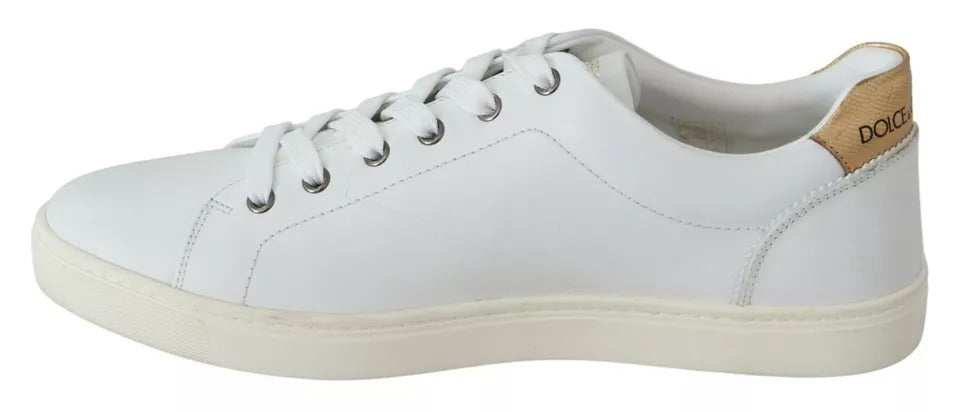 Dolce & Gabbana White Leather Heart Low Top Sneakers Men Shoes Dolce & Gabbana