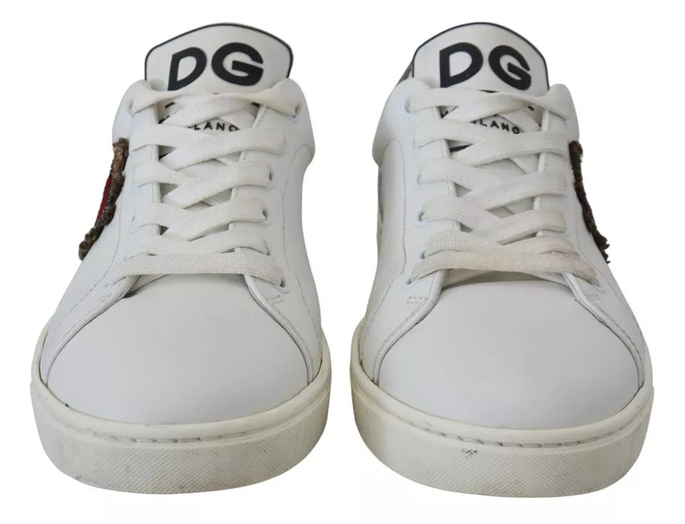 Dolce & Gabbana White Leather Heart Low Top Sneakers Casual Shoes Dolce & Gabbana