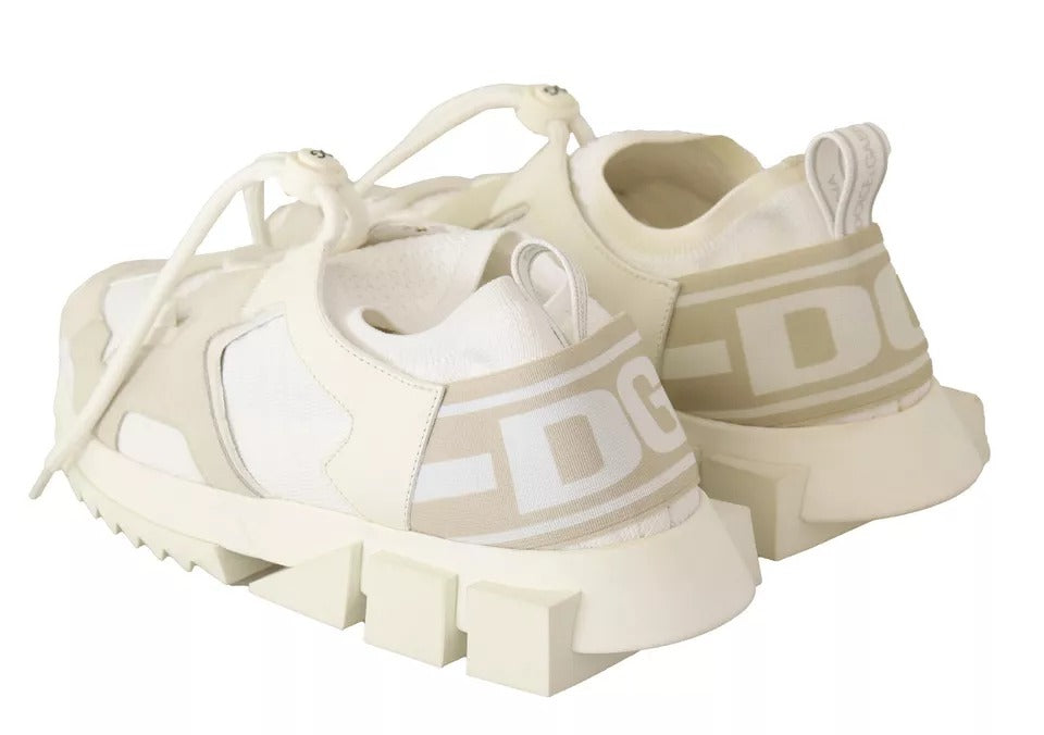 Dolce & Gabbana White Fabric Suede Sorrento Lace Up Sneakers Shoes Dolce & Gabbana