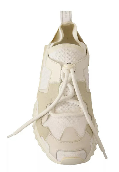 Dolce & Gabbana White Fabric Suede Sorrento Lace Up Sneakers Shoes Dolce & Gabbana