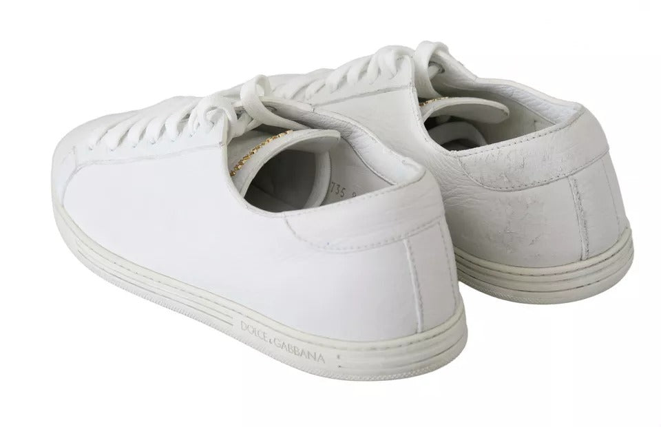 Dolce & Gabbana White Saint Tropez Lace Up Men Sneakers Men Shoes Dolce & Gabbana