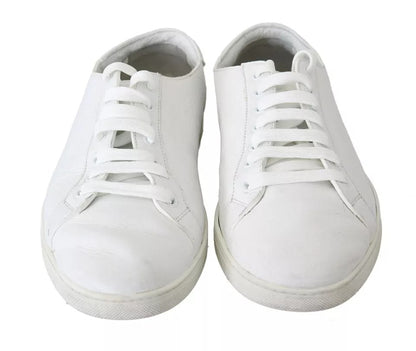 Dolce & Gabbana White Saint Tropez Lace Up Men Sneakers Men Shoes Dolce & Gabbana