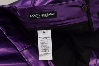 Dolce & Gabbana Purple Shining Men Casual Pants Dolce & Gabbana