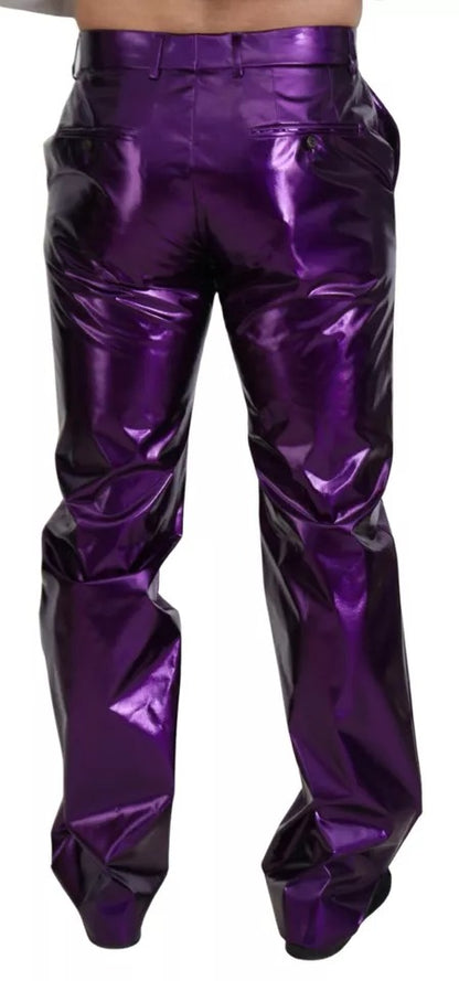 Dolce & Gabbana Purple Shining Men Casual Pants Dolce & Gabbana