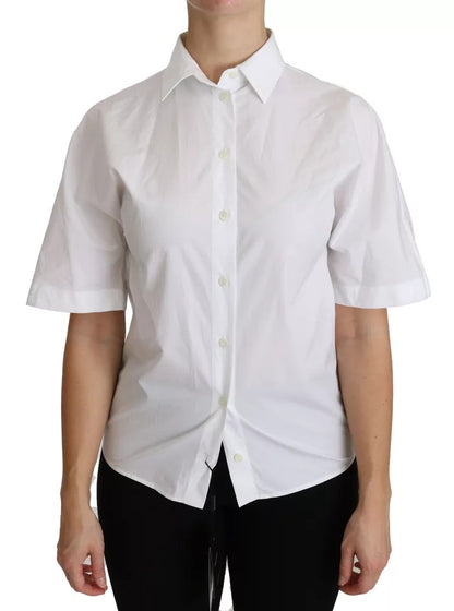 Dolce & Gabbana White Collared Short Sleeve Polo Shirt Top Dolce & Gabbana